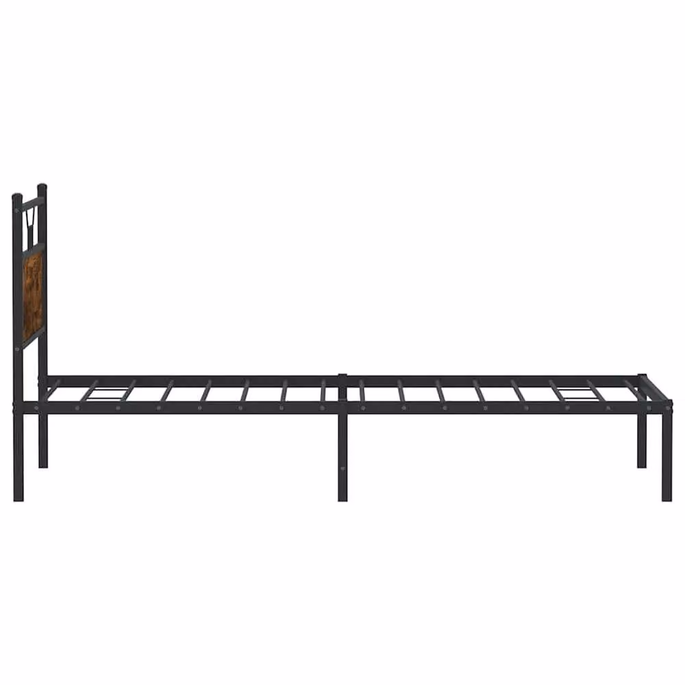 Berkfield Home Smoked Oak Bed Frame in Brown, Engineered Wood, W/D/H: 100 x 200 cm – 4