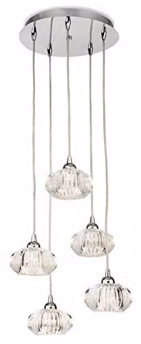 Firstlight Lisbon 5 Light Chrome and Transparent Glass Pendant Light