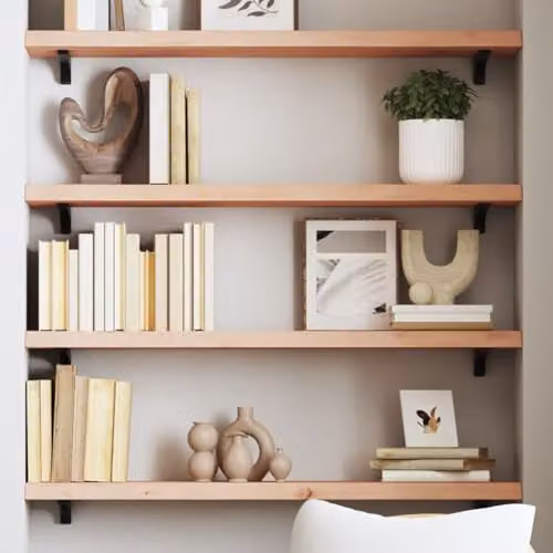 vidaXL Wall Mounted Oak Wood Shelf, Rustic Untreated, W: 80 cm, D: 20 cm, H: 4 cm – 2