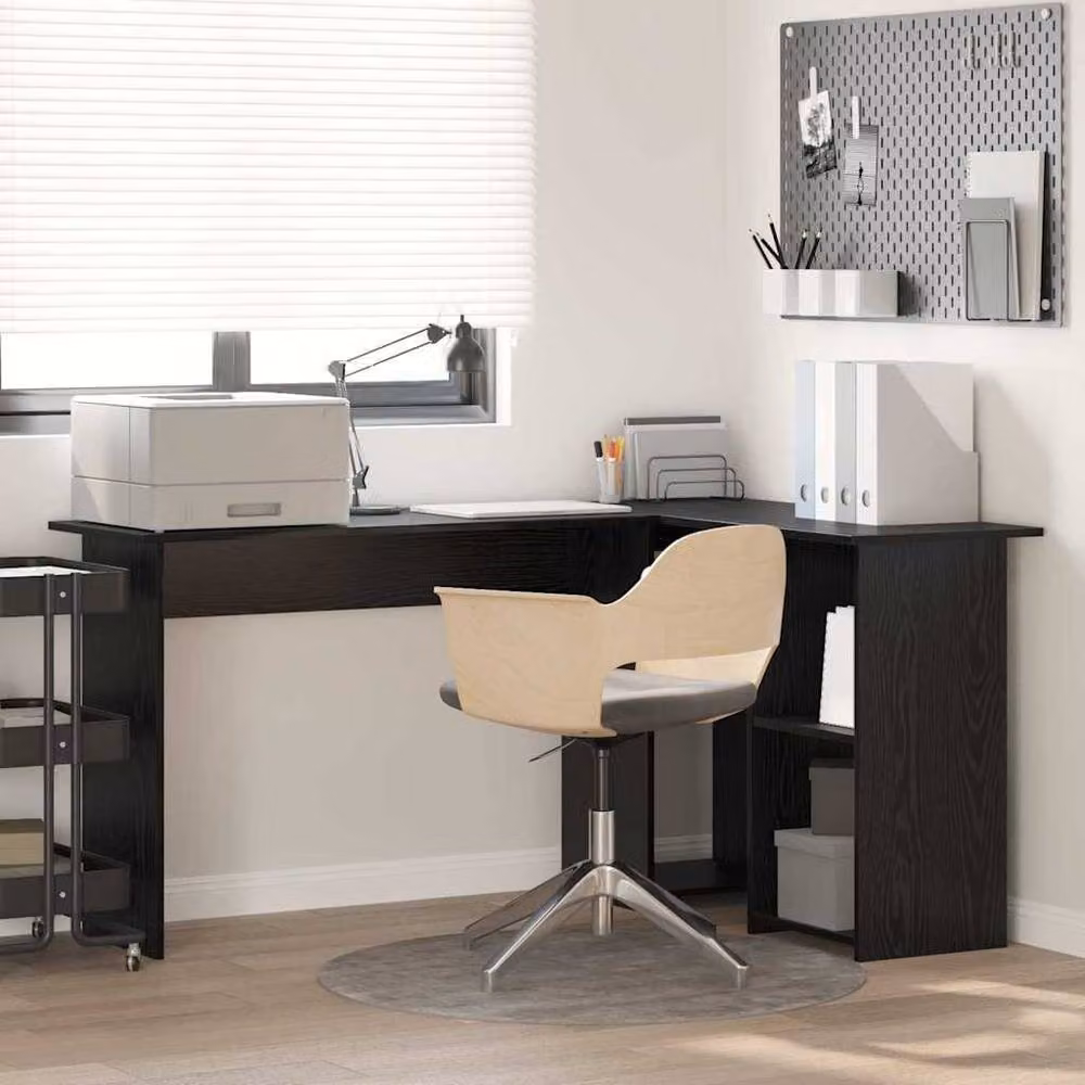 Berkfield Home Modern Black Oak Writing Desk in Black – 2