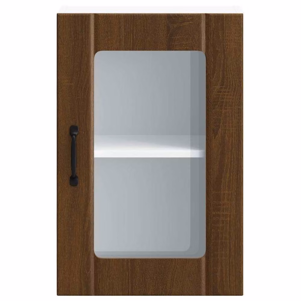 Berkfield Home Lucca Kitchen Wall Cabinet with Glass Doors in Brown Oak, W/D/H: 60.0 x 31.0 x 40.0 cm – 3