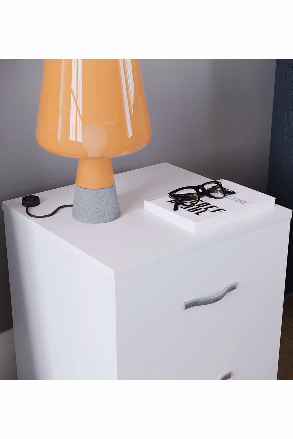 HD Designs Riano 2 Drawer Bedside Cabinet in White – 3
