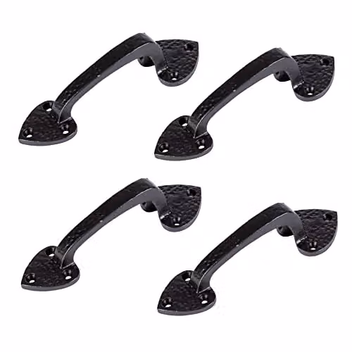 Hammer and Tongs Rustic Arrowhead Iron Door Handle, Matt Black, Pack of 4, H: 15.5 cm – 1