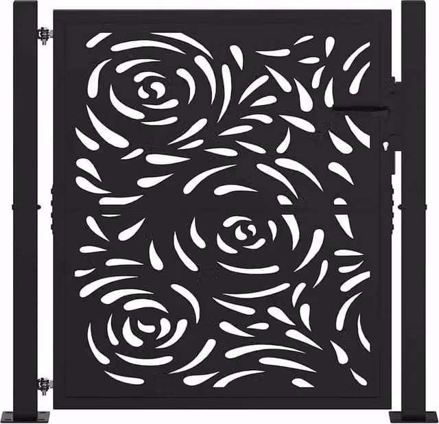 Berkfield Home Beautiful Garden Gate in Black Steel, W: 105 cm, H: 106 cm