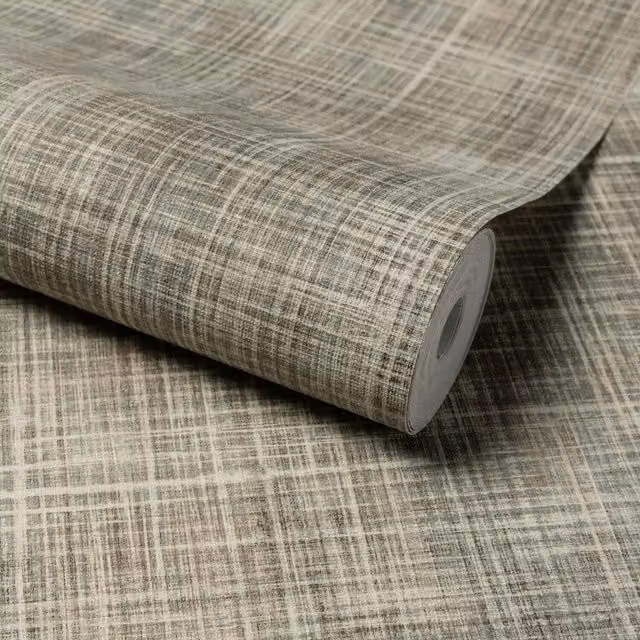 Grandeco Modern Abstract Checked Textile Effect Wallpaper in Brown