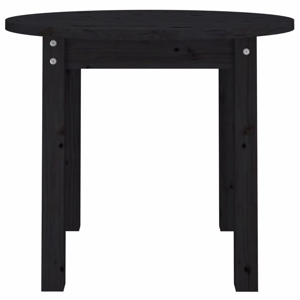 Berkfield Home Round Black Solid Pine Coffee Table, W/D/H: 55 x 55 x 45 cm – 4