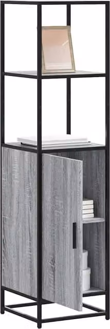 Berkfield Home Grey Sonoma Highboard in MDF and Metal, W/D/H: 35.5 x 35.5 x 139 cm – 1
