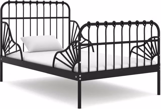 Berkfield Home Extendable Metal Bed Frame, Black, W: 80 cm, D: 130/200 cm – 1
