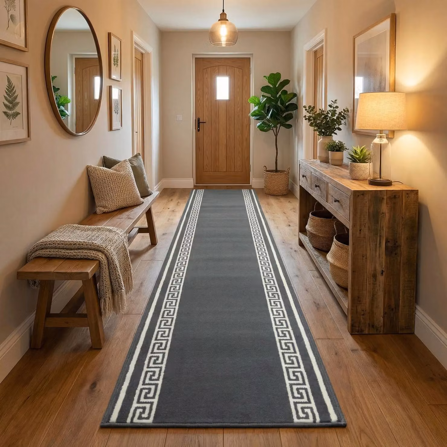 runrug Key Hallway Runner Rug in Grey, W/D/H: 60 x 180 x 0.9 cm – 5