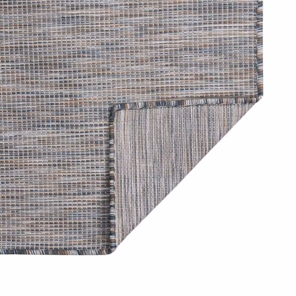 Berkfield Home Outdoor Flatweave Round Rug in Brown and Blue, Diameter: 80 cm – 2