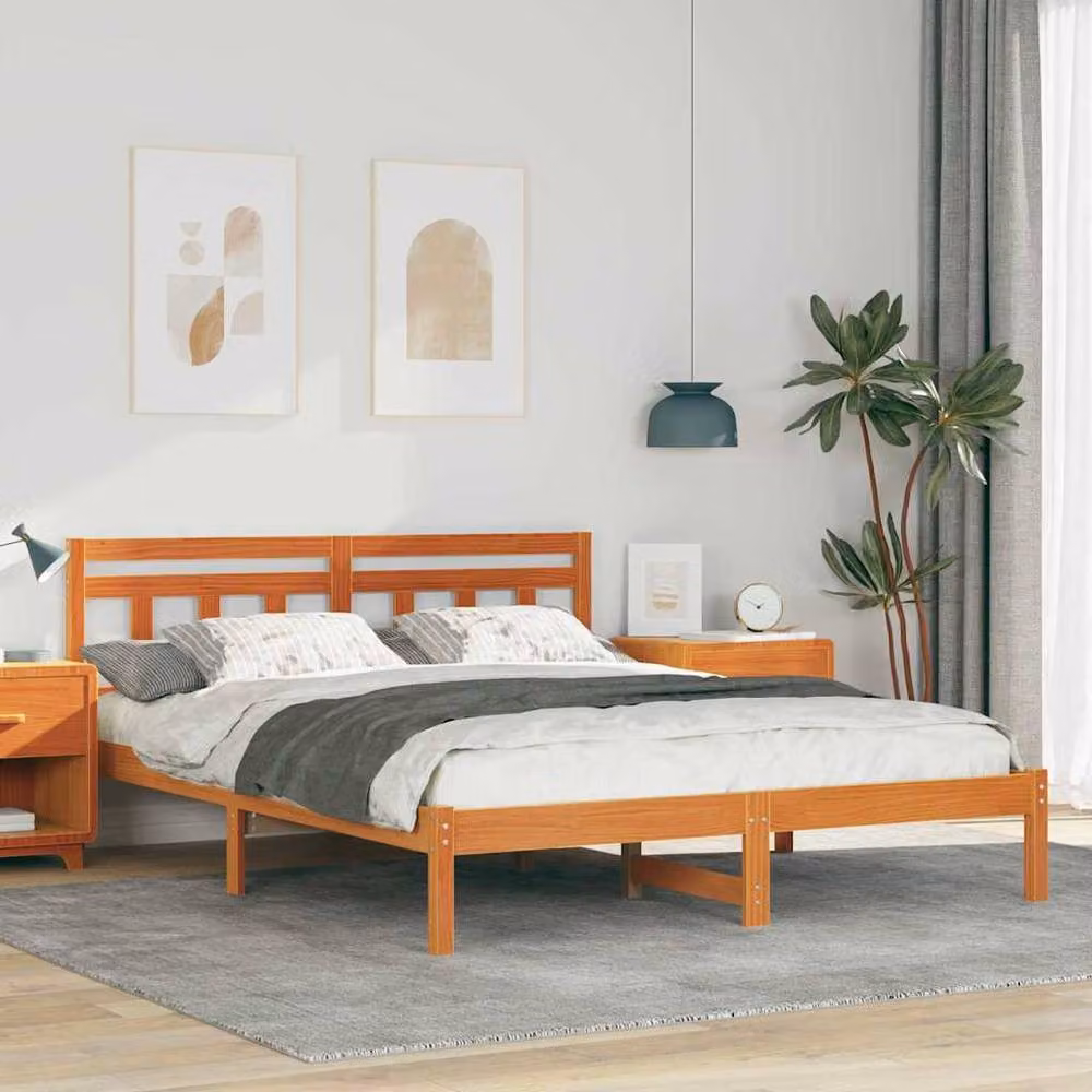 Berkfield Home Modern Solid Pine Wood Bed with Headboard and Drawers, Brown, W/D/H: 160 x 200 x 80.5 cm – 2