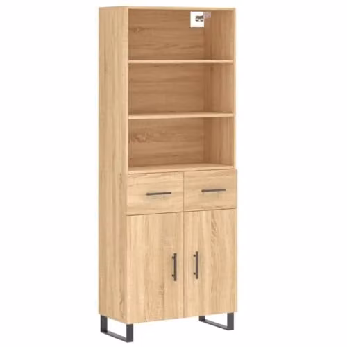 vidaXL Industrial Style Highboard Sideboard in Sonoma Oak and Brown with Drawers and Doors