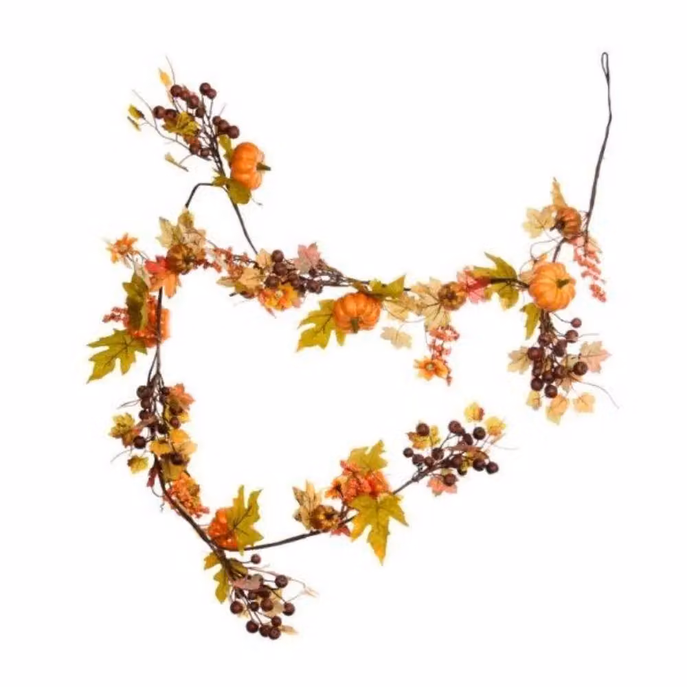 Garden Greatness 6ft Autumn Festival Pumpkin and Foliage Garland in Orange and Multicolour – 2