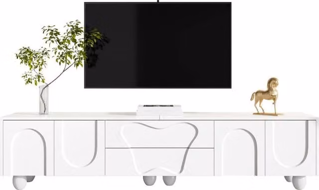 Matteo Modern White Wood and MDF TV Cabinet with Media Compartments, Width: 180 cm – 1