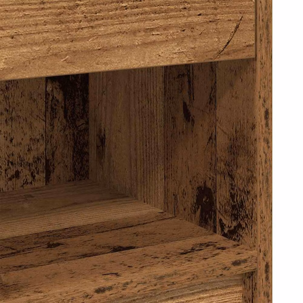 Berkfield Home Set of 2 Bedside Cabinets with Drawer in Brown Old Wood, W/D/H: 39 x 28 x 41 cm – 4