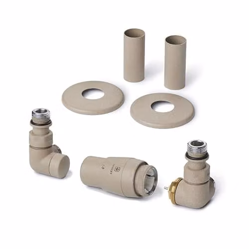 Terma Vario Vision 3-Axis Corner Accessory Valve Set with Pipe Masking, Right Sided, Quartz Mocha – 1
