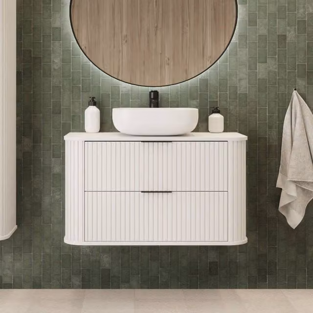 Heze Furniture Glamour Style 2 Drawer Bathroom Vanity Cabinet, White, W: 80 cm, D: 41.5 cm, H: 51.7 cm