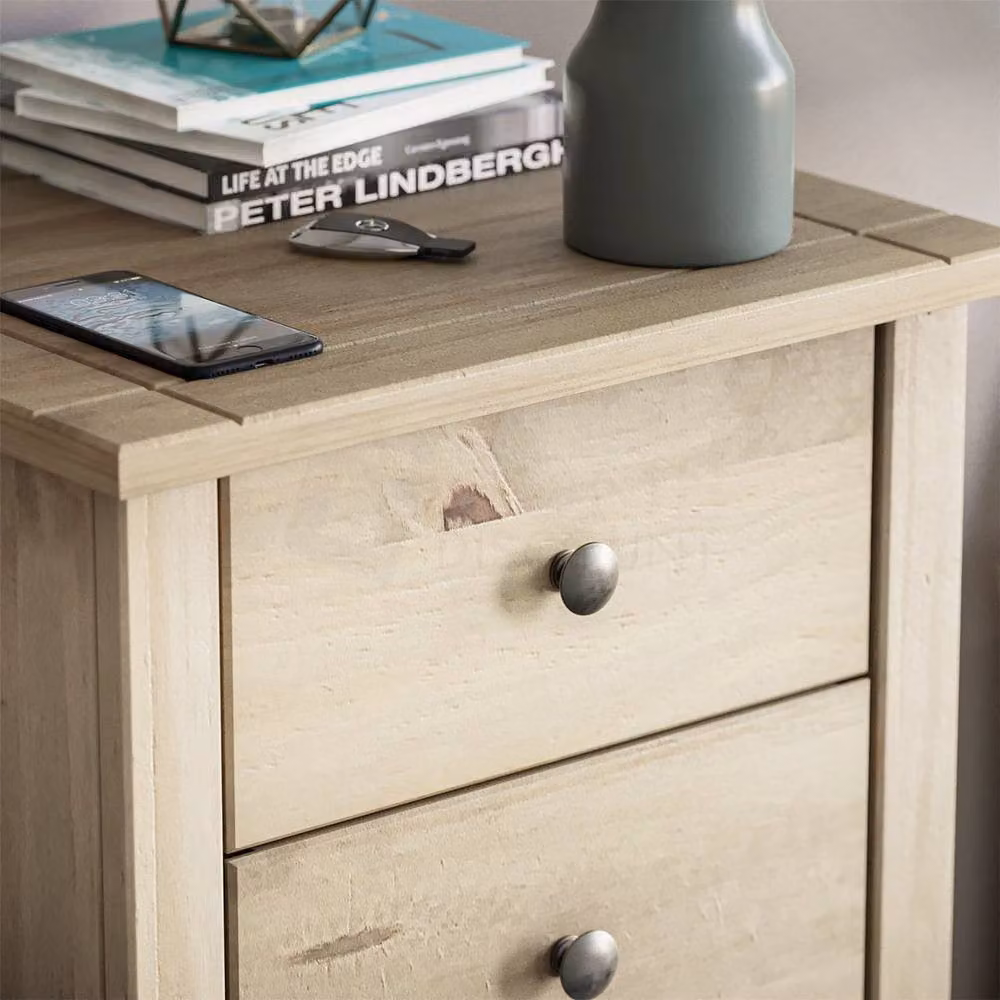 FORGEVIO 5 Drawer Narrow Chest in Natural Rustic Waxed Solid Pine – 3