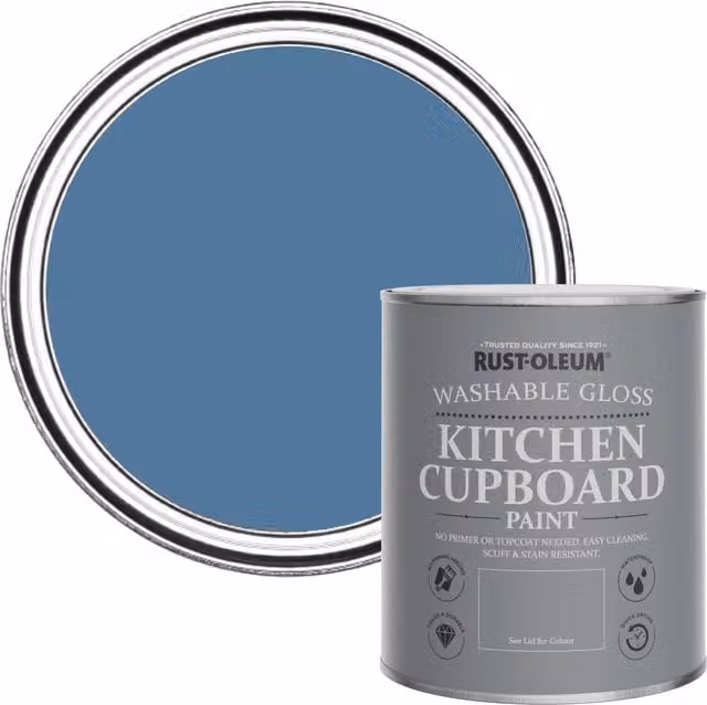 Rust-Oleum Kitchen Cupboard Paint in Gloss Finish, Blue, 0.75 l