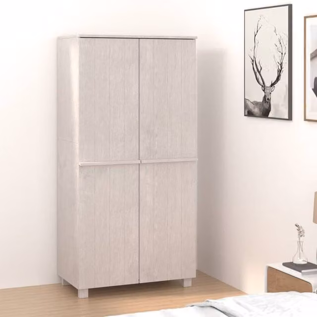 Berkfield Home HAMAR White Solid Wood Pine Wardrobe W/D/H: 89 x 50 x 180 cm – 1