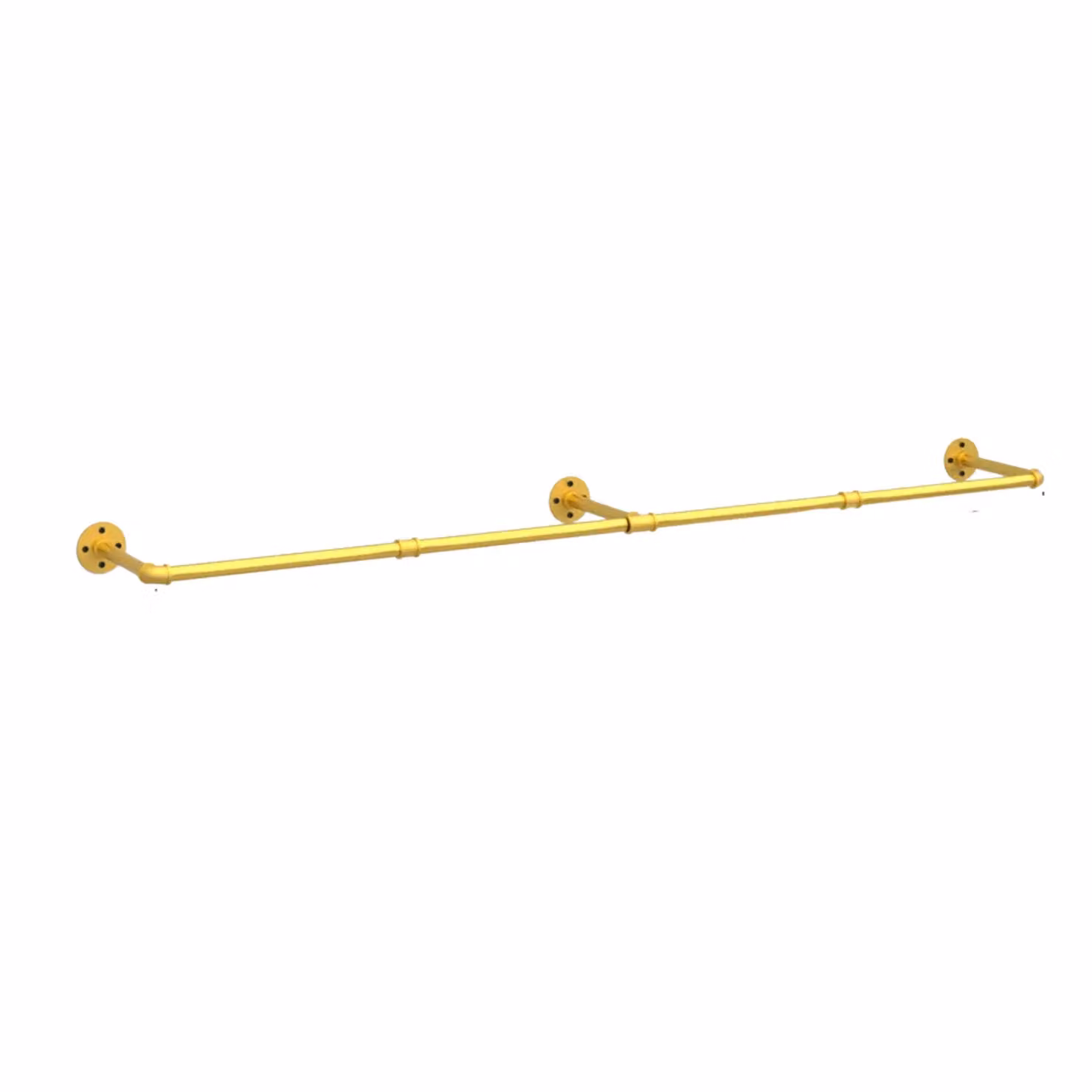 Pirlo Plush Industrial Adjustable Heavy Duty Metal Pipe Wall-Mounted Hanging Rail in Gold – 2