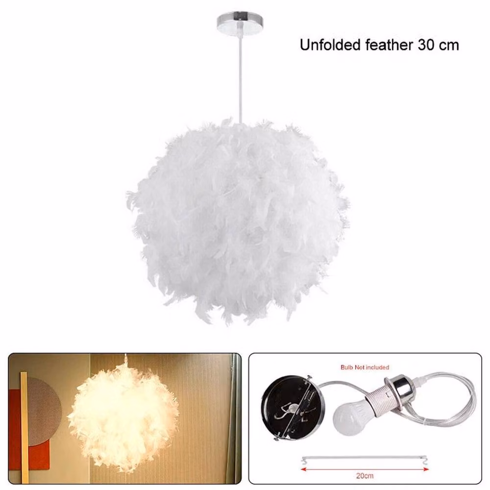 EONLION Modern Fluffy Feather Ceiling Light in White – 2
