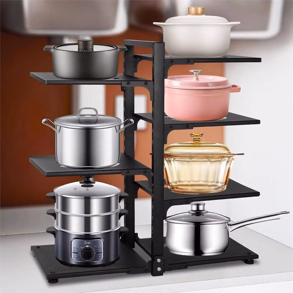 Nordara 7 Tier Black Metal Pot Rack and Saucepan Storage Organiser Shelf – 2