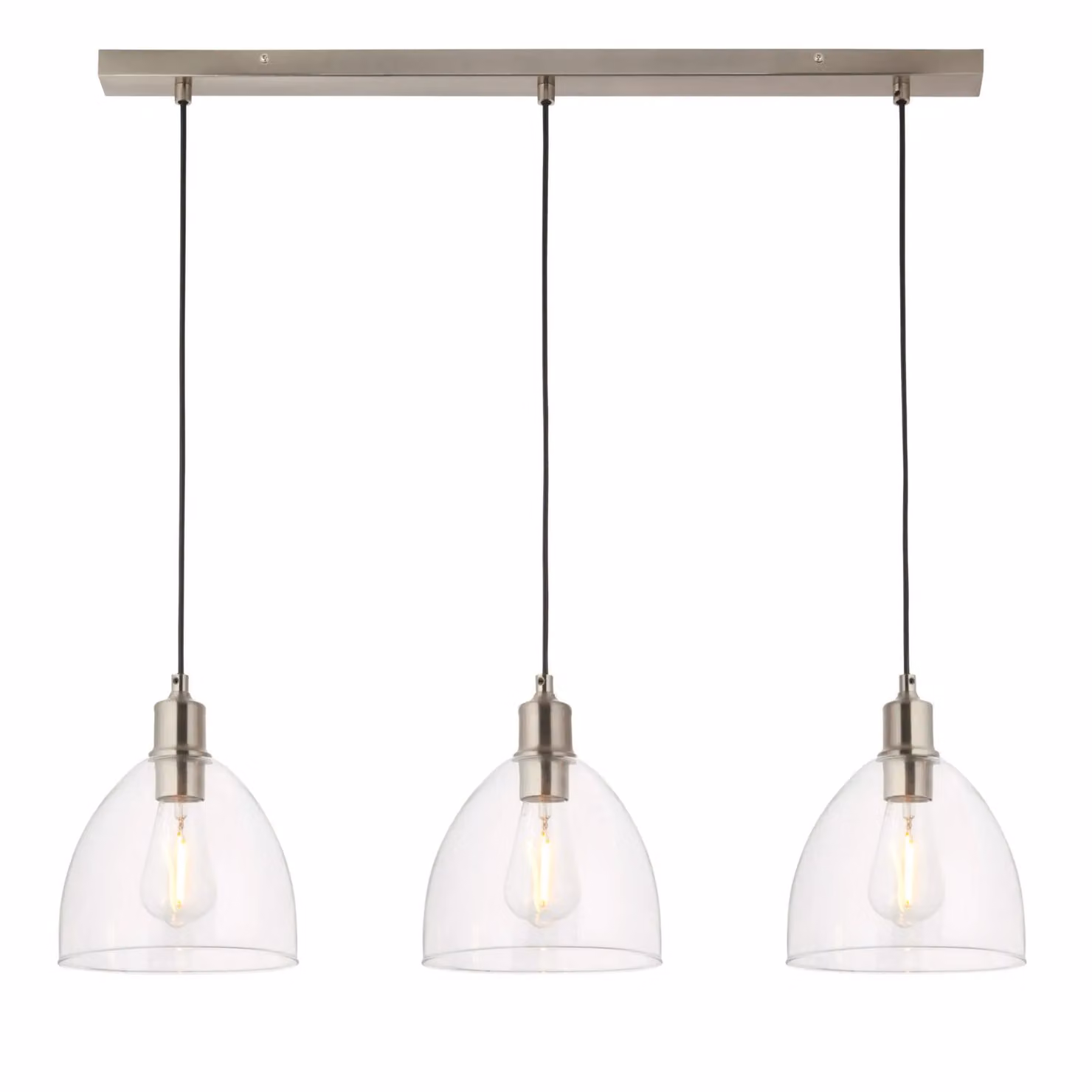 Pagazzi Jacob 3 Light Silver and Transparent Glass Pendant Bar Light – 2