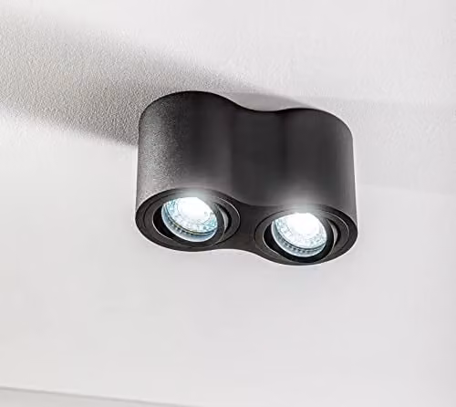 CGC Lighting Modern Black Cylinder Surface Mount Ceiling Spotlight, Adjustable GU10 Downlight – 1