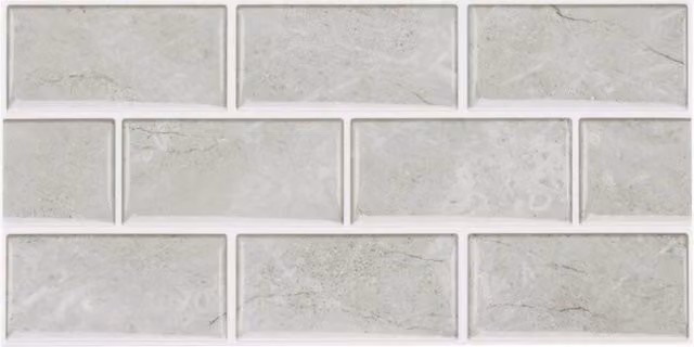 Living and Home 20Pcs Self-Adhesive Brick Effect Subway Wall Tiles in Light Grey