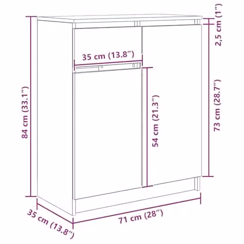 vidaXL Sideboard with Drawer in Old Wood Brown, Engineered Wood, W/D/H: 71 x 35 x 84 cm – 3