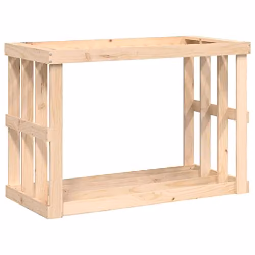 vidaXL Rustic Outdoor Log Holder in Untreated Solid Pine, W/D/H: 108 x 52 x 74 cm – 1