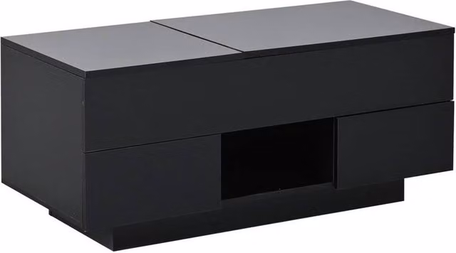 ERGOVEXA Modern Black High Gloss Lift Top Coffee Table with RGB LED Lights