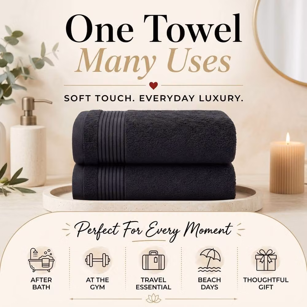 Grace Premium Fluffy Cotton Hand Towels, Pack of 6, 500 GSM, Anthracite Grey – 9