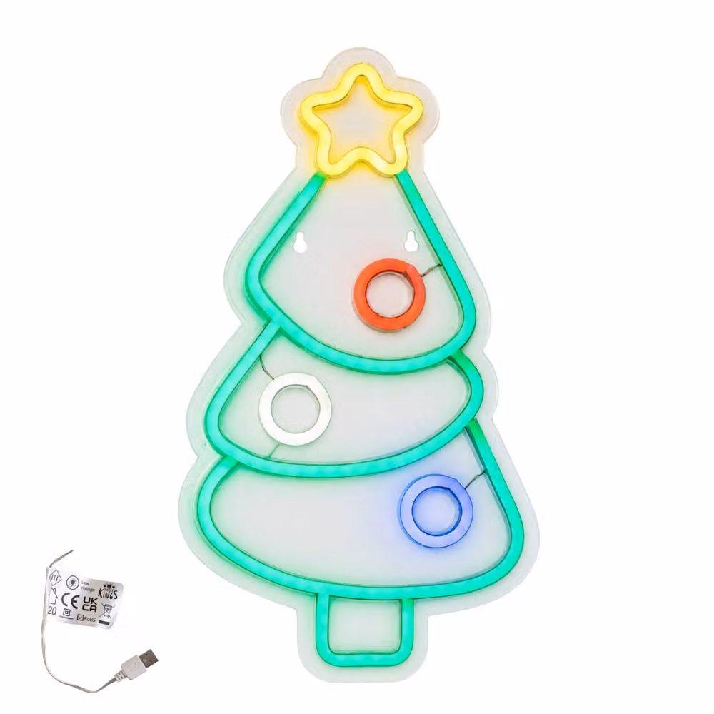 Samuel Alexander 40cm Neon-Style Christmas Tree Multi-Coloured LED Light Up Decoration – 3