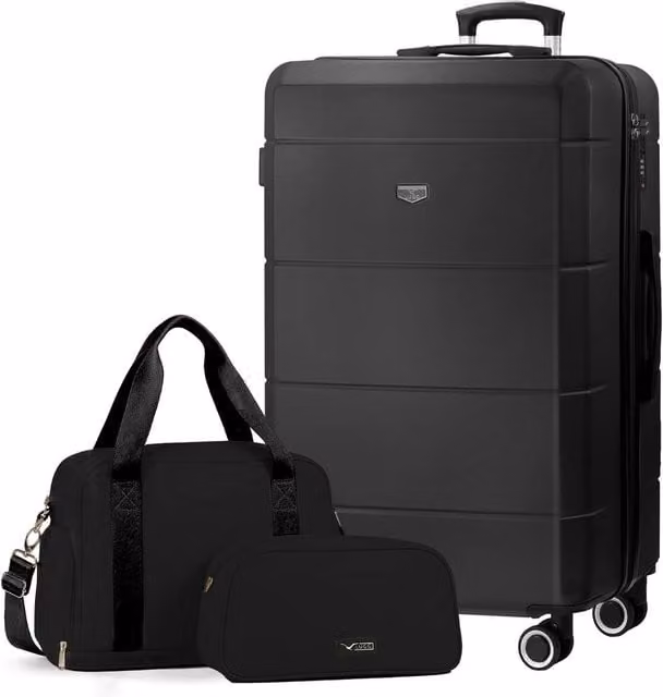 Lugg Jetset 3-Piece Travel Set including 32 inch Suitcase, Duffel Bag and Toiletry Bag in Black – 1