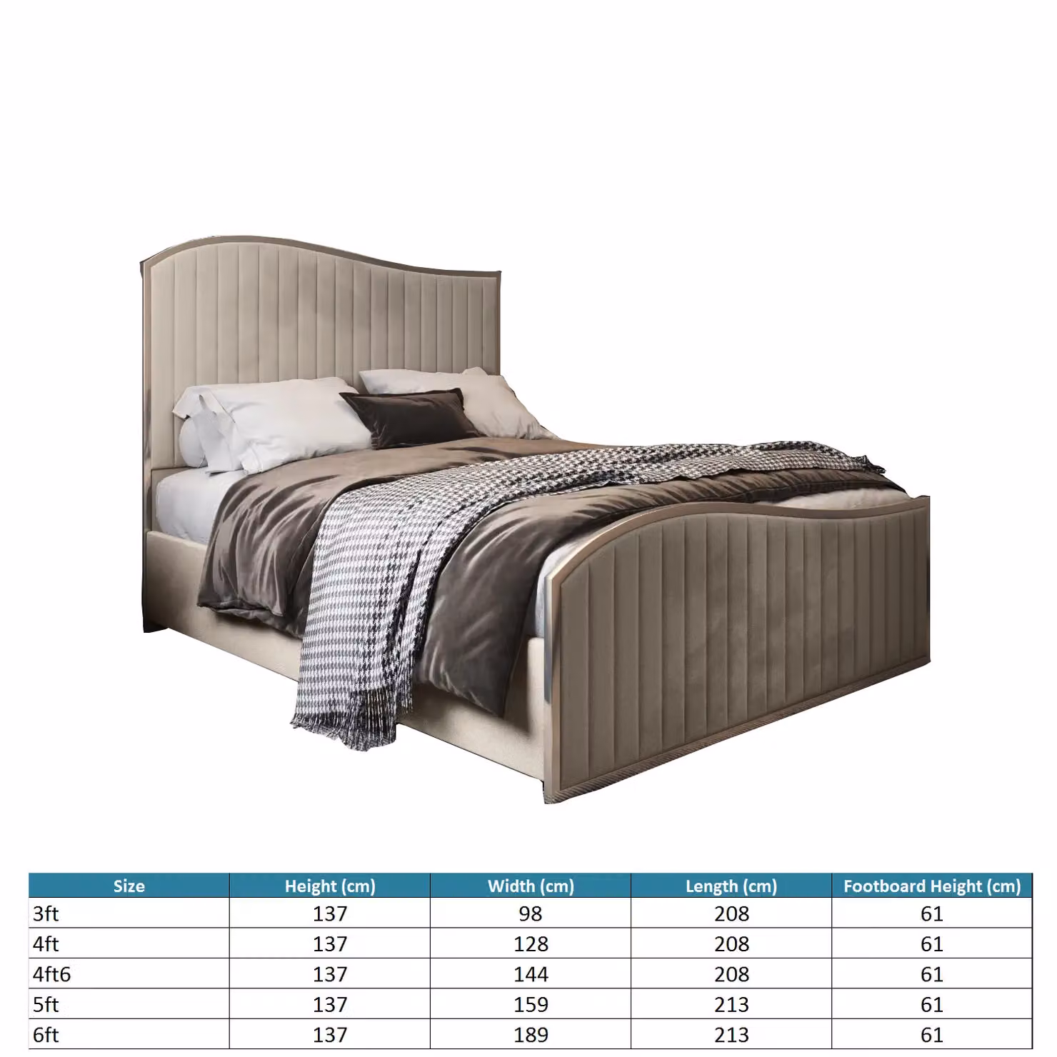 KDMD Darlington Upholstered Soft Velvet Metal Designer Bed Frame in Beige, Size: Super King (200 x 200 cm) – 5