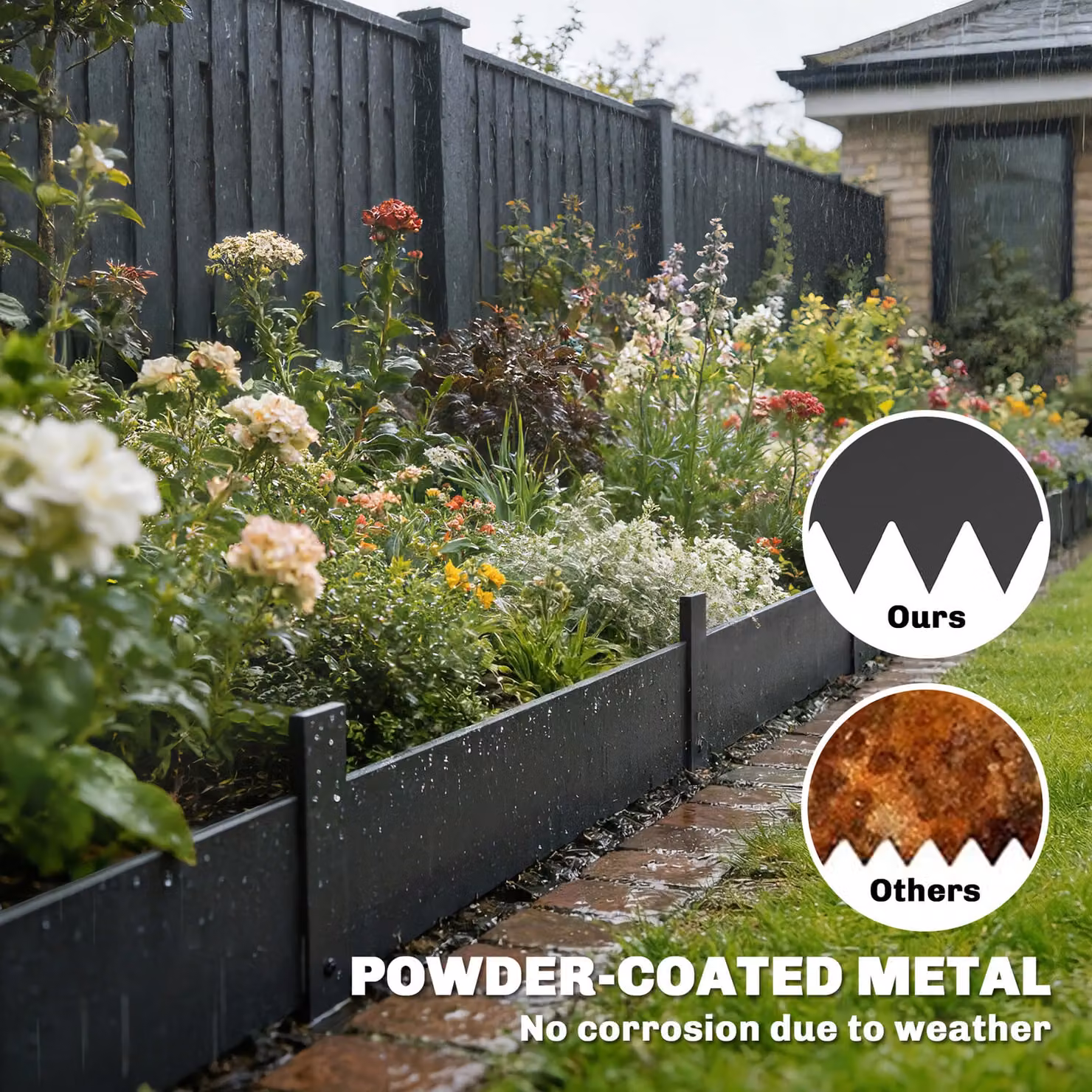 Outsunny 5-Piece Metal Picket Garden Fence Panels, Black, H x W: 115 x 20 cm – 6