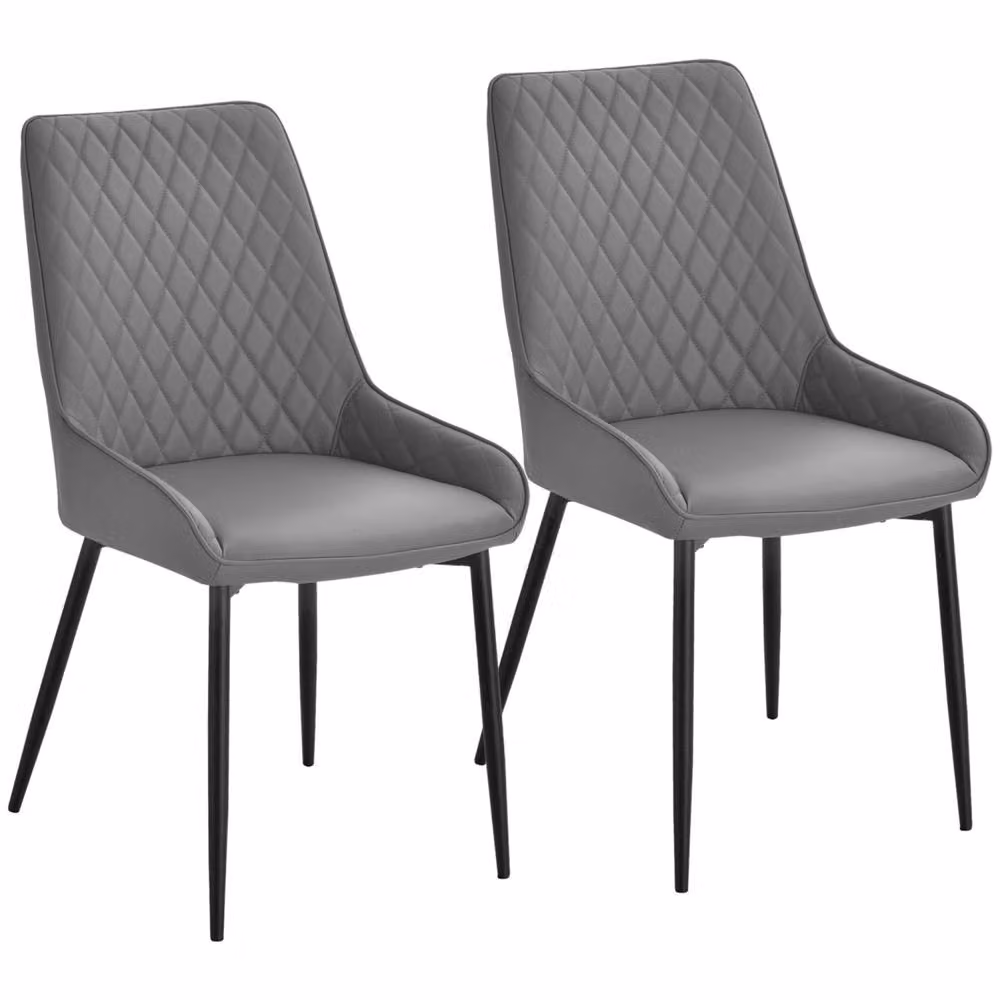 Wyld Haus Farazi Grey Quilted Faux Leather Dining Chairs Set of 2 – 2