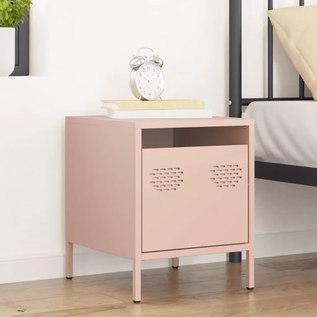 Berkfield Home Pink Metal Bedside Cabinet W/D/H: 35 x 39 x 43.5 cm – 2