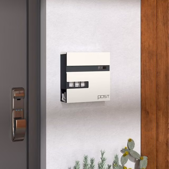 HOMCOM White Galvanised Steel Wall Mounted Post Box with Viewing Window