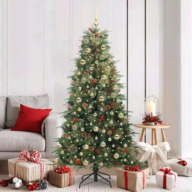 Berkfield Home Artificial Hinged Christmas Tree in Green, Height: 180 cm – 1