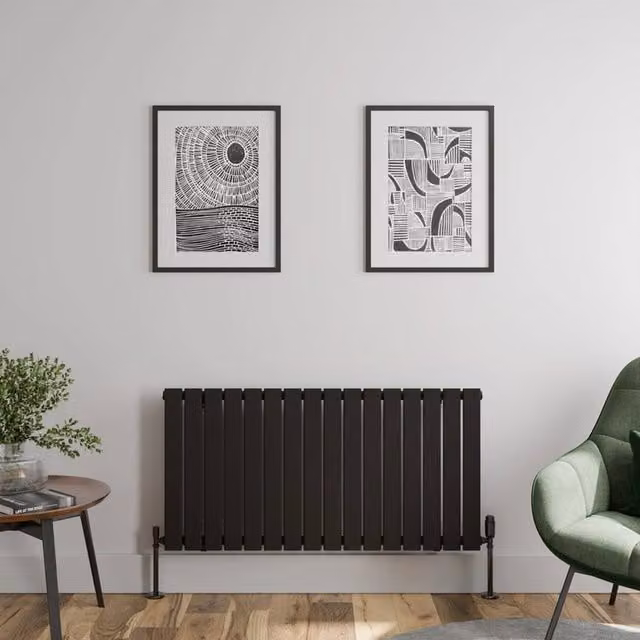 Temprazo Black Single Panel Horizontal Designer Radiator W/H: 121.5 x 60 cm