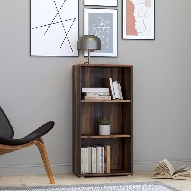 Furniture To Go Essential 2 Shelf Bookcase in Vintage Oak Brown