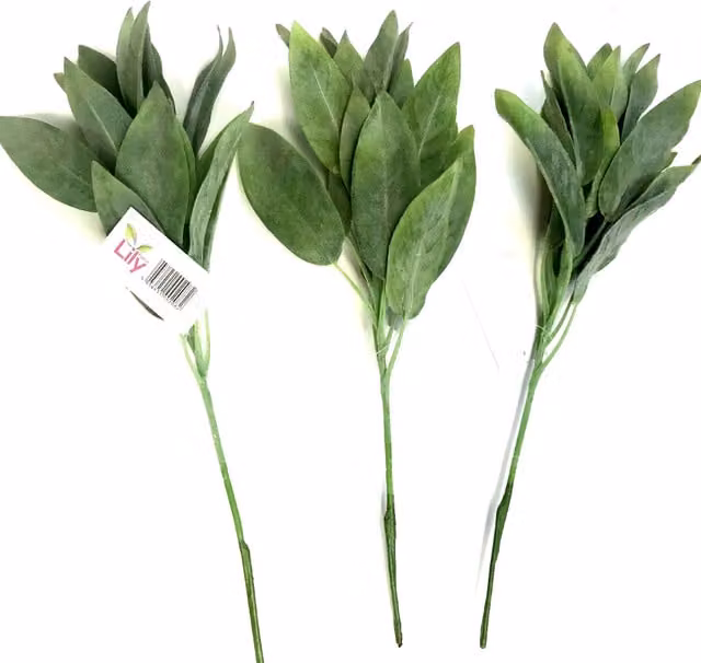 Blue Frog Toys Pack of 3 Sage Flocked Leaf Pale Green Foliage Sprays