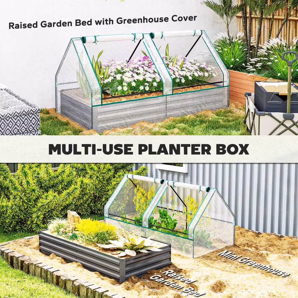 STILVORA Raised Garden Bed with Cover and Open Base in Transparent for Herb and Vegetable Gardens, W/D/H: 95.0 x 29.5 x 29.5 cm – 4