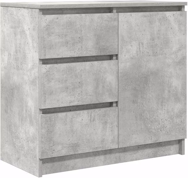 Berkfield Home Sideboard with Drawer in Concrete Grey, W/D/H: 71 x 35 x 65 cm