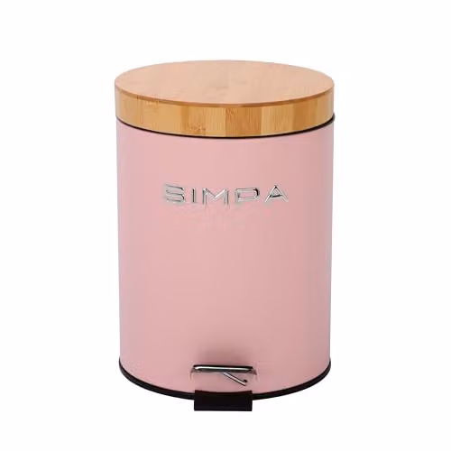 Simpa 5L Soft-Closing Pedal Dustbin with Bamboo Lid in Pink – 3