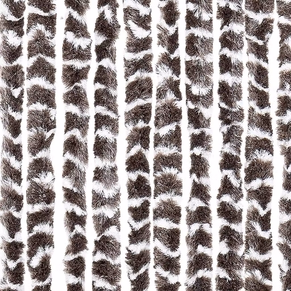 Berkfield Home Chenille Fly Curtain in Brown and White, W/H: 90 x 200 cm – 4