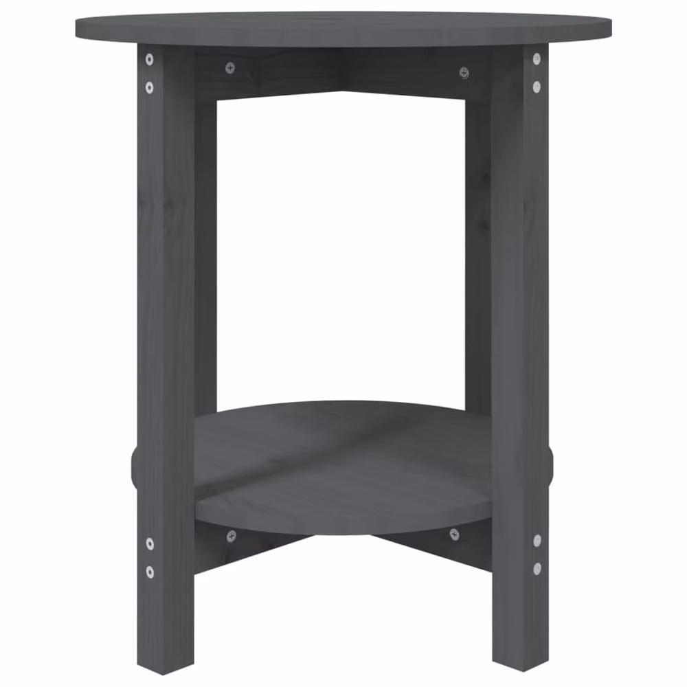 Berkfield Home Round Grey Solid Pine Wood Coffee Table, Diameter: 55 cm, Height: 60 cm – 4